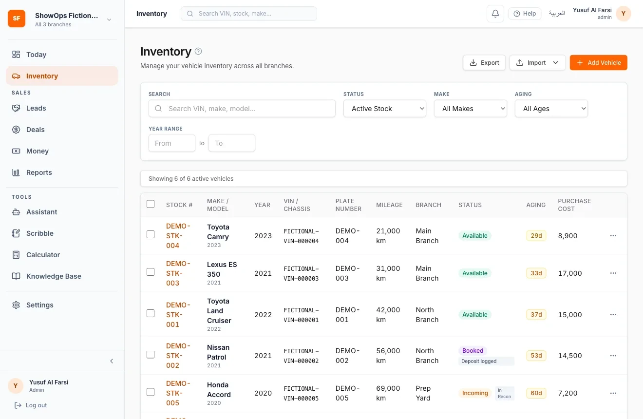 Live multi‑branch inventory